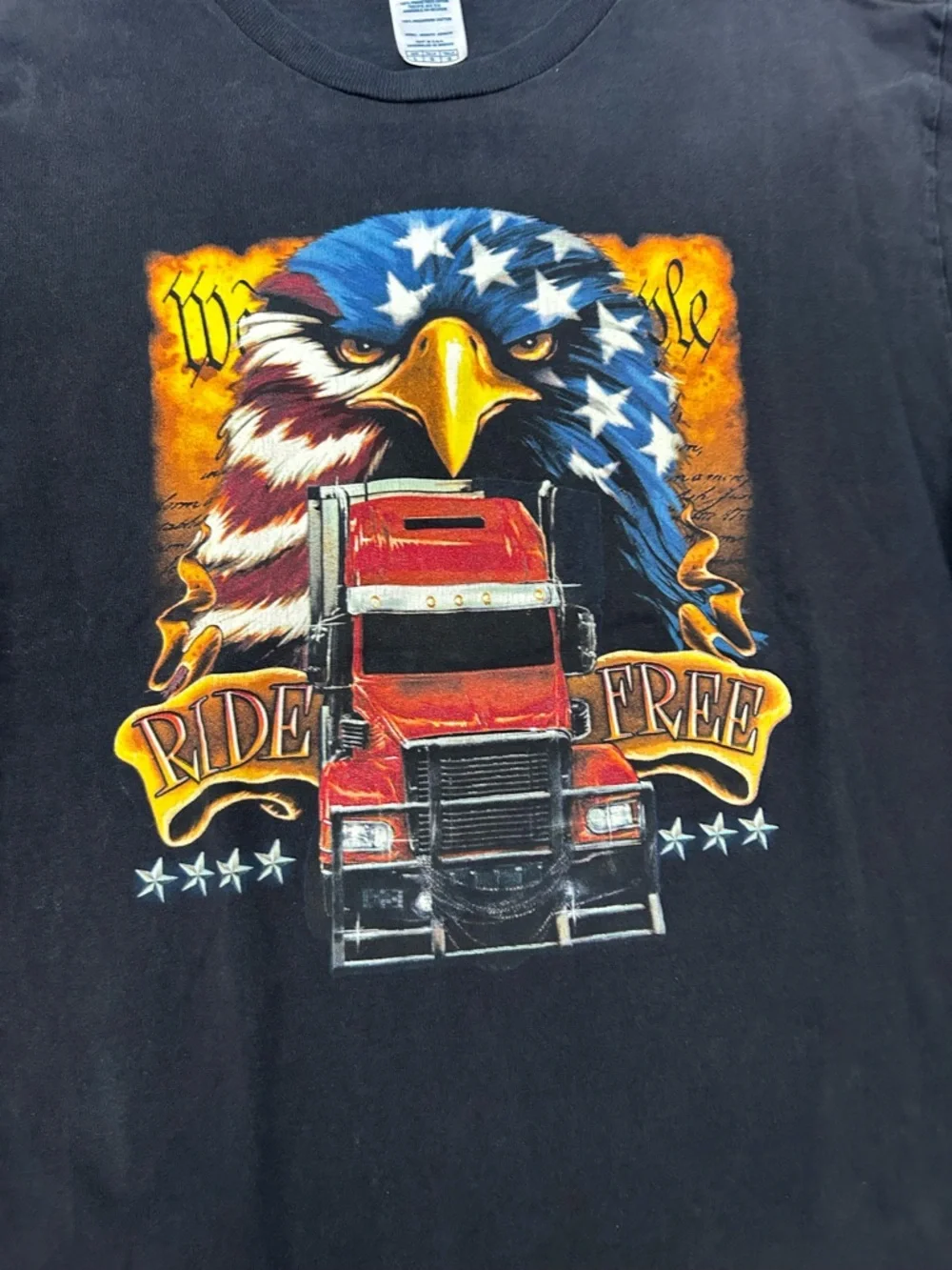 🔥🔥 Vintage Truckers Only‎ Ride Free Eagle Graphic T-Shirt Size Large - EUC